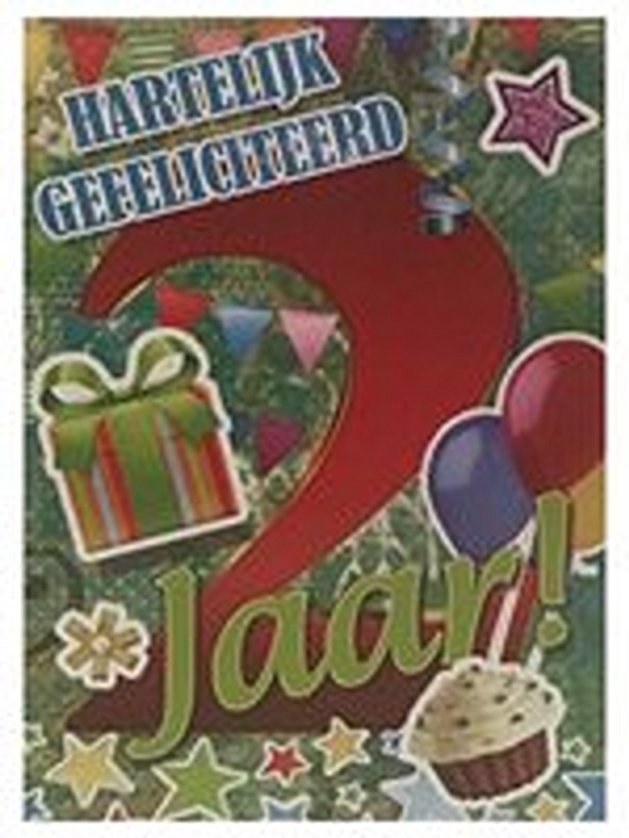Verjaardagskaart 2 Jaar - Wenskaart Verjaardag - Kaart 2 Jaar