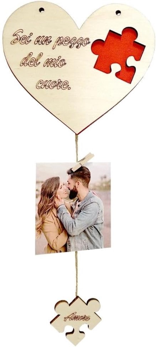 Hart puzzel, cadeau-idee voor Valentijnsdag, Vaderdag en moeder, fotolijst voor fotodecoraties voor koppels, verloving, jubileum, liefde hart