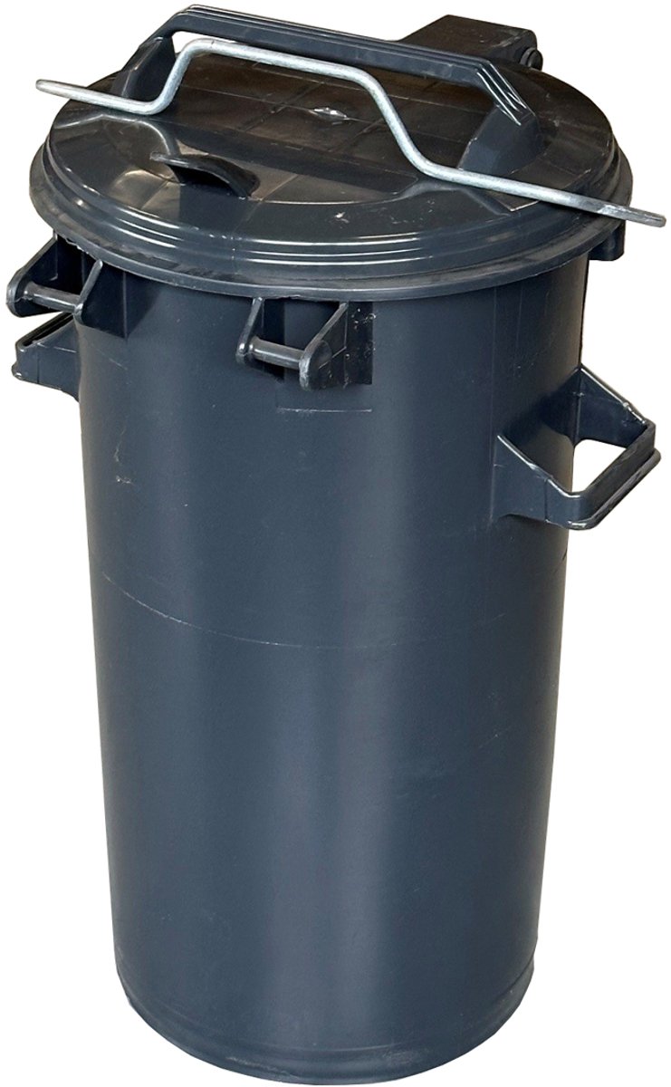 Kunststof afvalemmer 50 liter grijs met deksel en beugel ESE