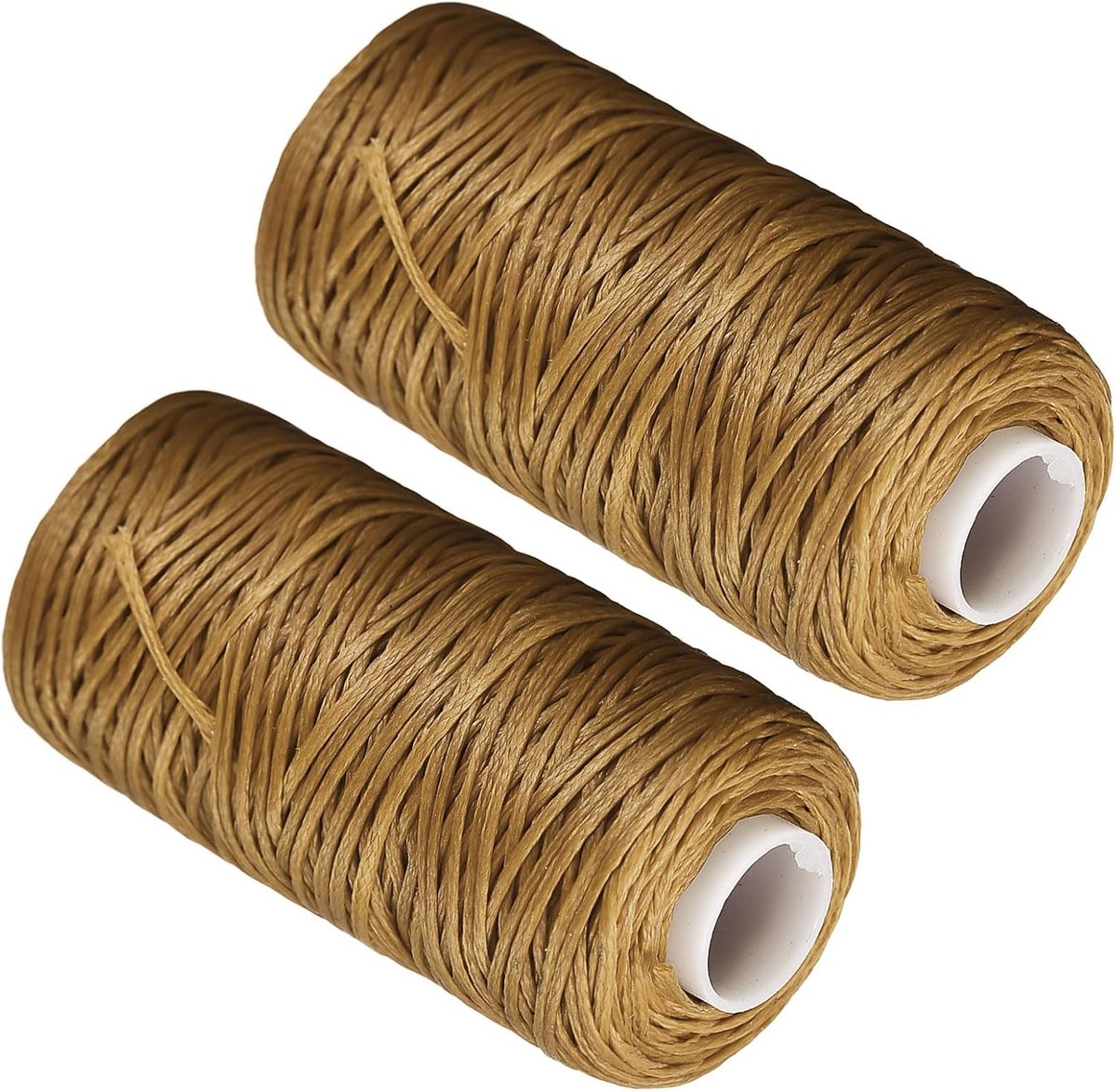 Naaigaren, 50 meter 150D/1 mm draad, polyester stikdraad goudbruin - (Toepassingen: voor het naaien van lederen ambachten), 2-delig