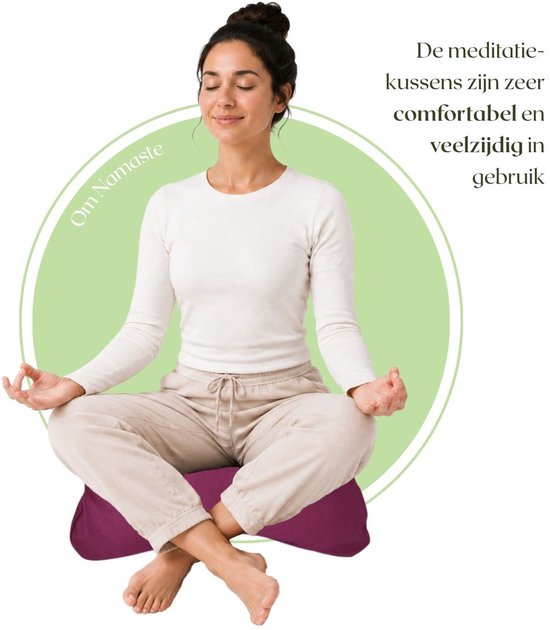 Om Namaste Halve Maan Meditatiekussen Zitkussen - Bordeaux Aubergine - Pro Moon van Om Namaste — afbeelding 3