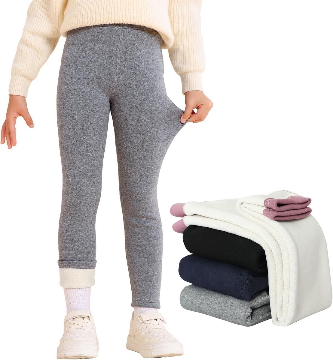 Leggings voor meisjes, katoen, dikke gevoerde thermische leggings voor kinderen, warm, winter, lange broek, maat 110-170