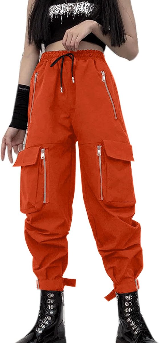 Cargobroek voor dames, losse broek met meerdere zakken, multi-rits, punk, gothic broek