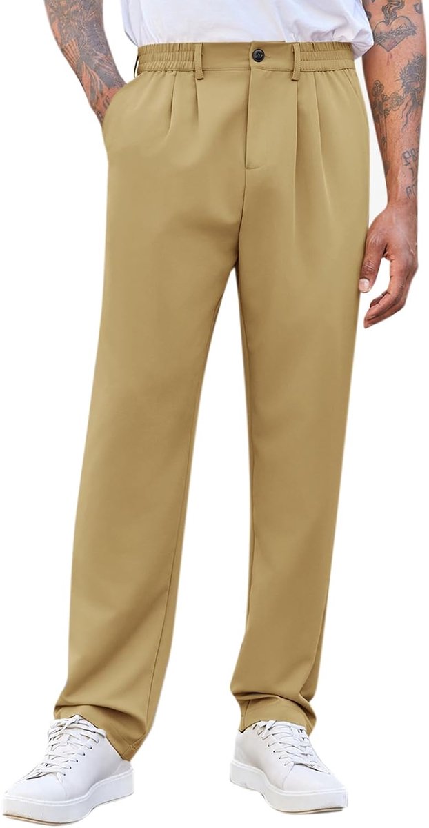 Herenbroek, vrijetijdsbroek, zakelijke broek, elastische taille, losse broek voor mannen