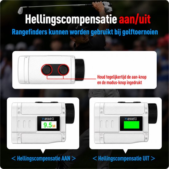 Nexeli NX-GF1200 Golf Rangefinder – 1200m – 6x Vergroting – Hellingcorrectie – Vlagvergrendeling & Trilmelding – Ingebouwde Oplaadbare 750mAh Batterij – IP54 Waterbestendig – Golf Afstandsmeter — afbeelding 5