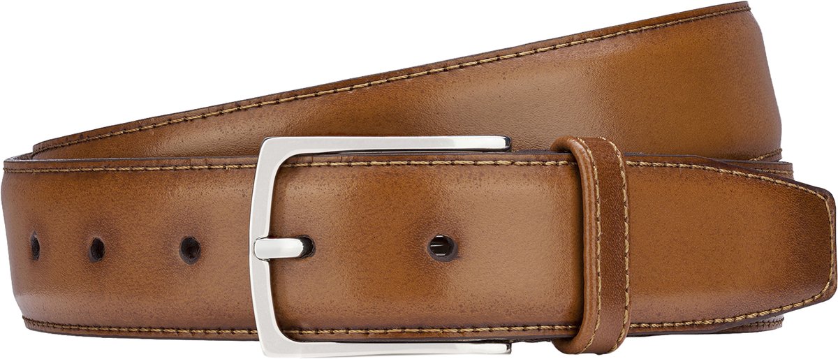 LINDENMANN leren heren riem - cognac