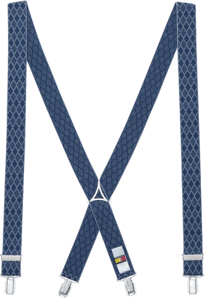 LINDENMANN heren bretels X-vorm - blauw dessin