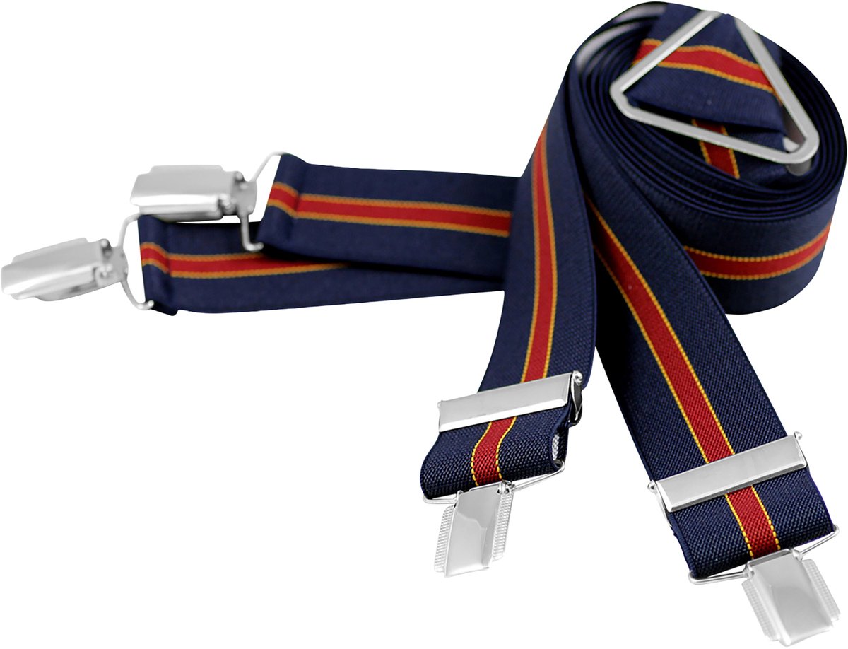 LINDENMANN heren bretels X-vorm - marine gestreept