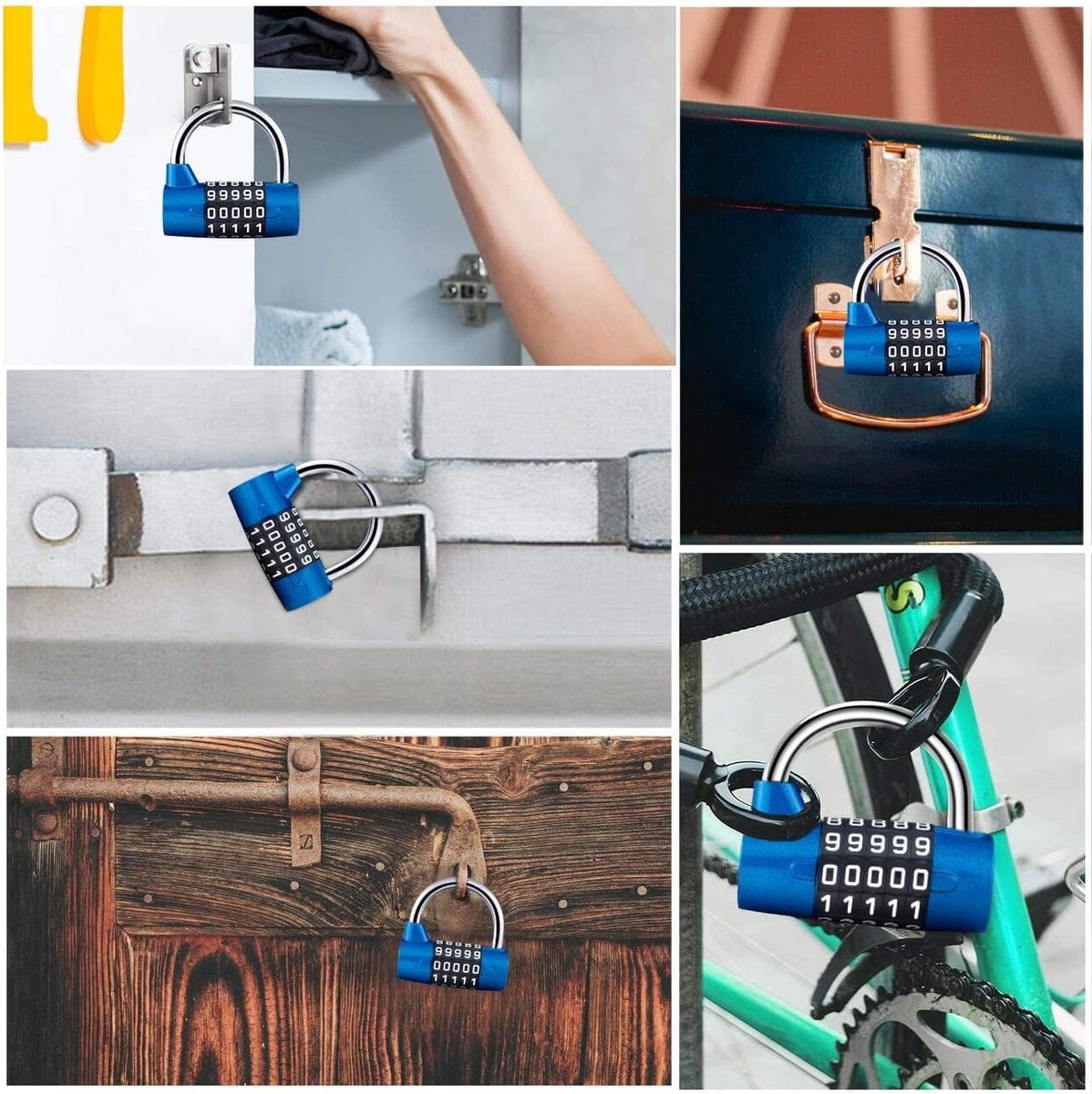 5 Digit Combinatie Hangslot, Waterdichte Antiroest, Combinatie Resettable Sloten, Beveiliging Nummer Slot, voor Outdoor Gym Home School Kantoor Fietskoffer Bagage Rugzak