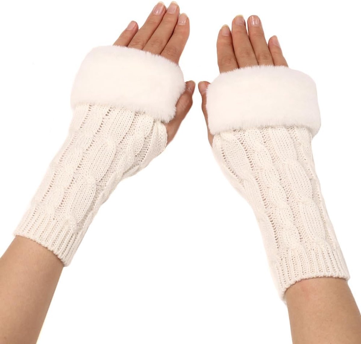 Handschoenen, winter, polswarmer, handschoenen, warme zachte gebreide handschoenen, thermo-gebreide vingerloze handschoenen, polswarmer met vingerduimgat