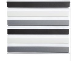 Duo Rolgordijn - Zebra Gordijn - Inkijk Weren - Montage Zonder Boren - 75 x 150 cm - Wit Grijs Anthraciet