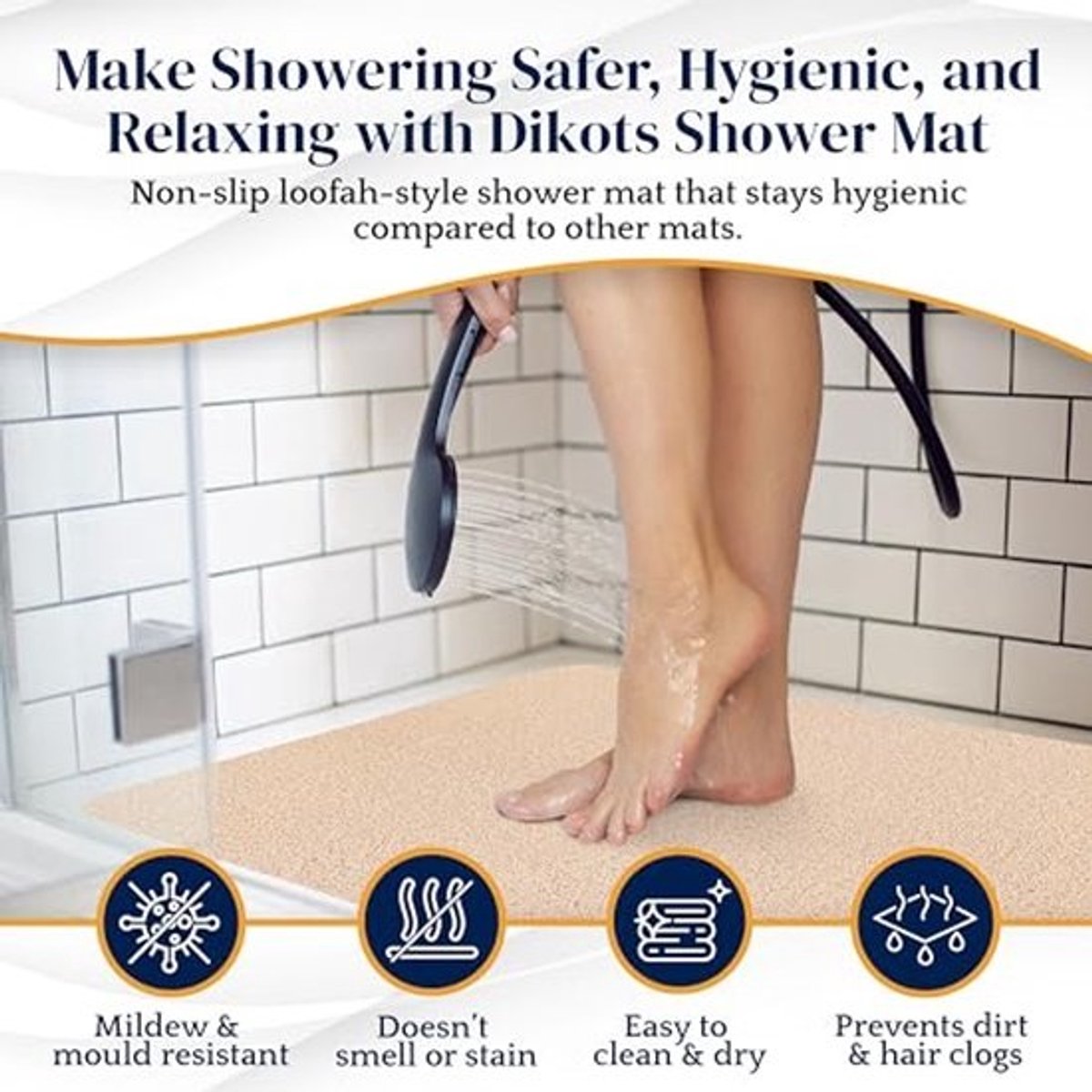 Antislip Douchemat 60 x 40 cm - Zachte en Wasbare PVC Mat voor Binnen Douche - Sneldrogend en Schimmelbestendig