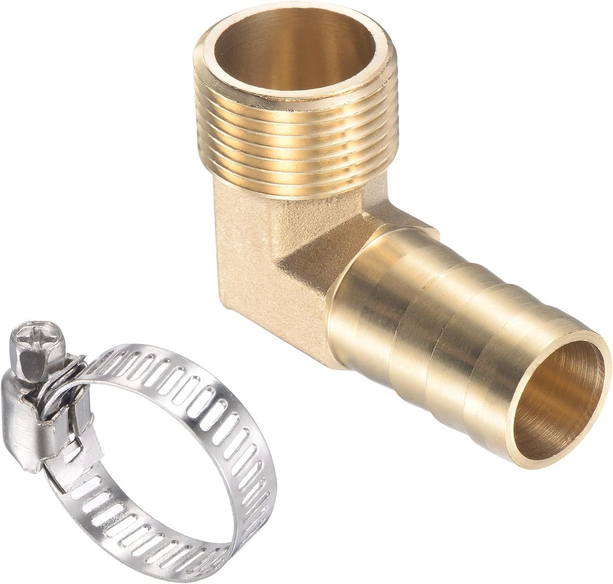 2 Pack Messing Slang Barb Fittings - 90 Graden Elleboog 19mm Messing Pijp Connector met Slangklemmen van toepassing op Water (G3/4 Mannelijke Draad)
