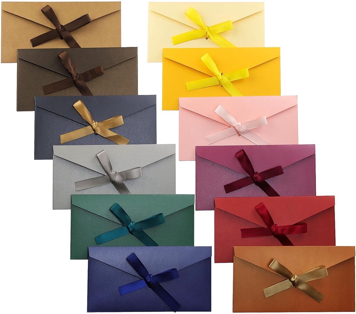 24 stuks kleurrijke enveloppen, kraftenveloppen, cadeaukaart-envelop met linten voor cadeaukaart, bruiloft, verjaardagsfeestje, Thanksgiving festivals (12 kleuren)