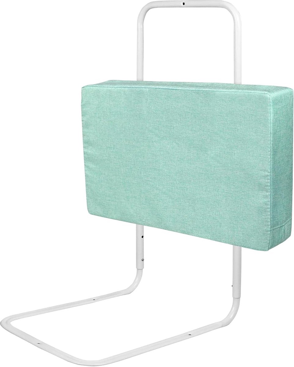 60cm Linnen Kinder Softpack Bedhek, In Hoogte Verstelbaar Bedhek, Uitvalbeveiliging Zijbed Babybeveiliging, Draagbaar Bedhek voor Peuters of Senioren (Zee Groen)