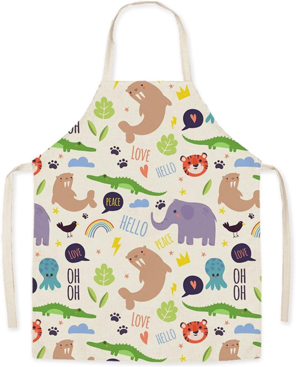 Kind Keukenschort-Schattige Dieren Patroon Kinderschort, Zoon Dochter Schorten voor Koken Bakken Schilderen Party