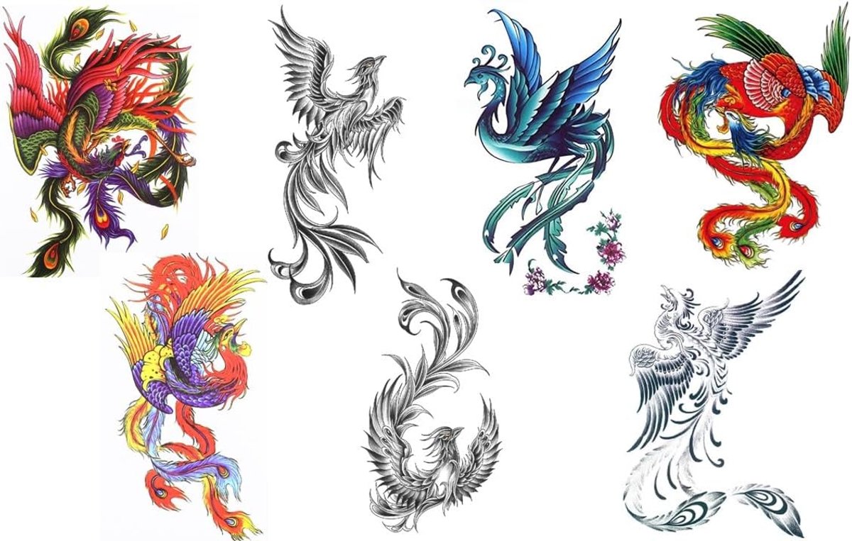 Tijdelijke tattooset, vogel- en dierenpatroon, 7 vellen waterdicht, meerkleurig, 20 x 15 cm, 19 x 12 cm, voor alle leeftijden