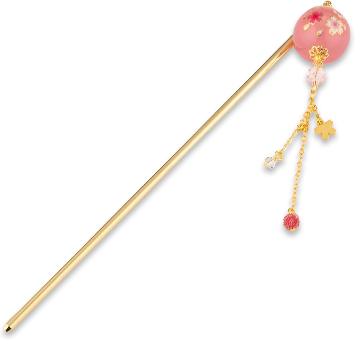 Haarstick voor knot Kanzashi metalen haarspeld, Japanse stijl haarspeld haar eetstokjes haaraccessoire voor vrouwen (SAKURA bal/roze)