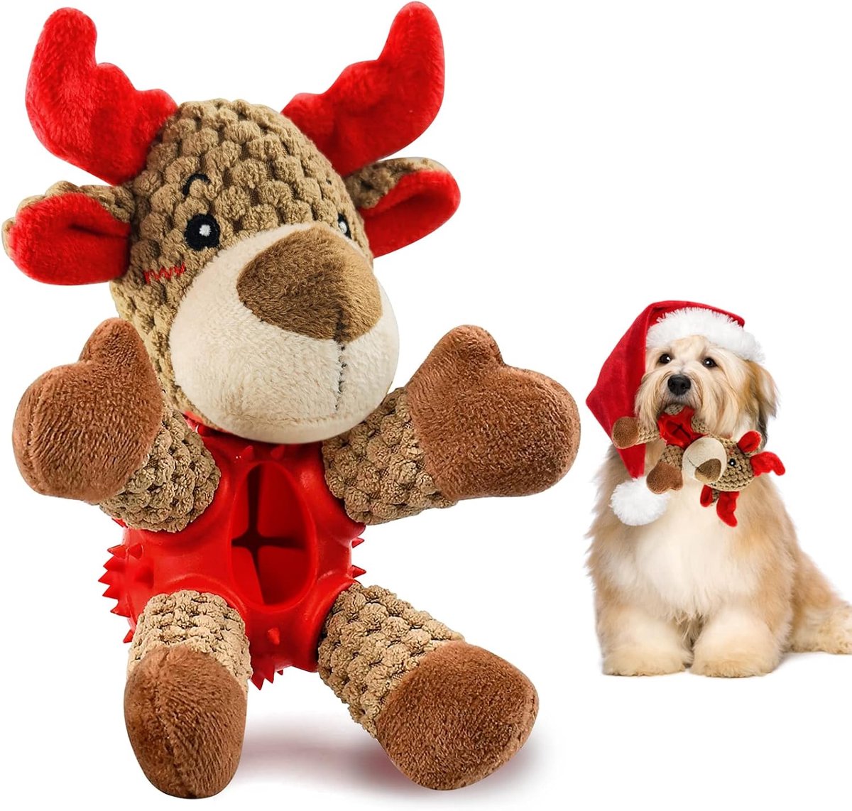 Pluche hondenspeelgoed, interactief hondenspeelgoed, piepend hondenspeelgoed, voor grote en kleine honden, agressief kauwen (eland)