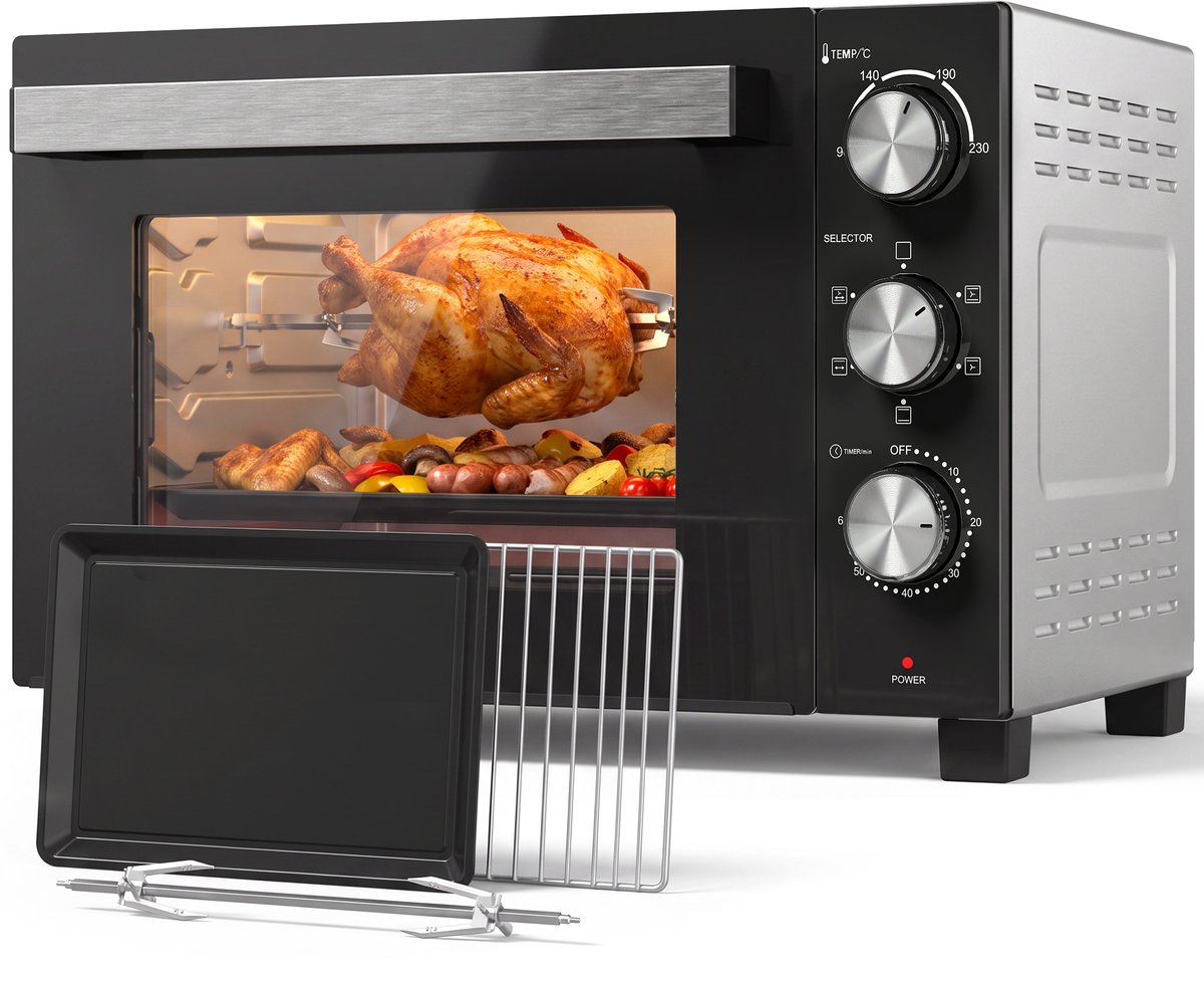 HOMCOM Broodroosteroven - ABS-kunststof, staal - 53,1 x 38 x 35 cm - Zilver