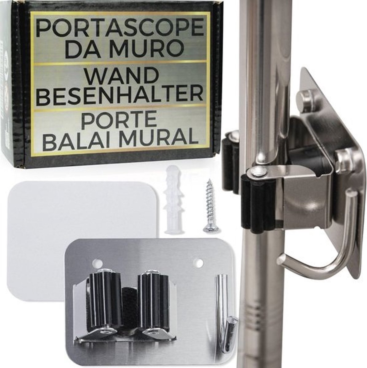 Wandbezemhouder - Ruimtebesparende en Esthetische Wandschroefbevestiging voor Handgrepen