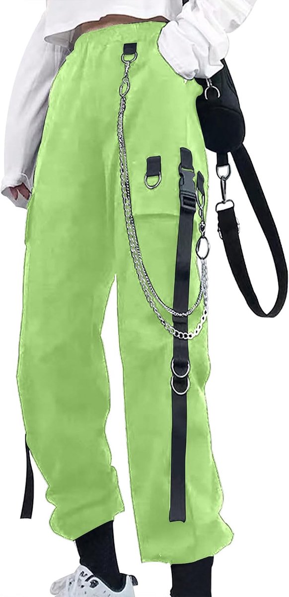 Cargobroek voor dames, met broekketting, gothic kleding, gothic kleding, gothic stijl, Y2k, techwear broek