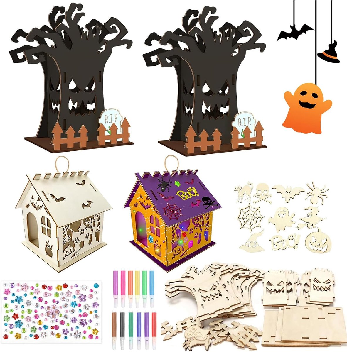 Halloween pompoen huis knutselset kinderen, Halloween huis