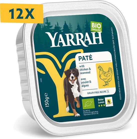 Yarrah dog alu pate kip / zeewier graanvrij hondenvoer 12x150 gr