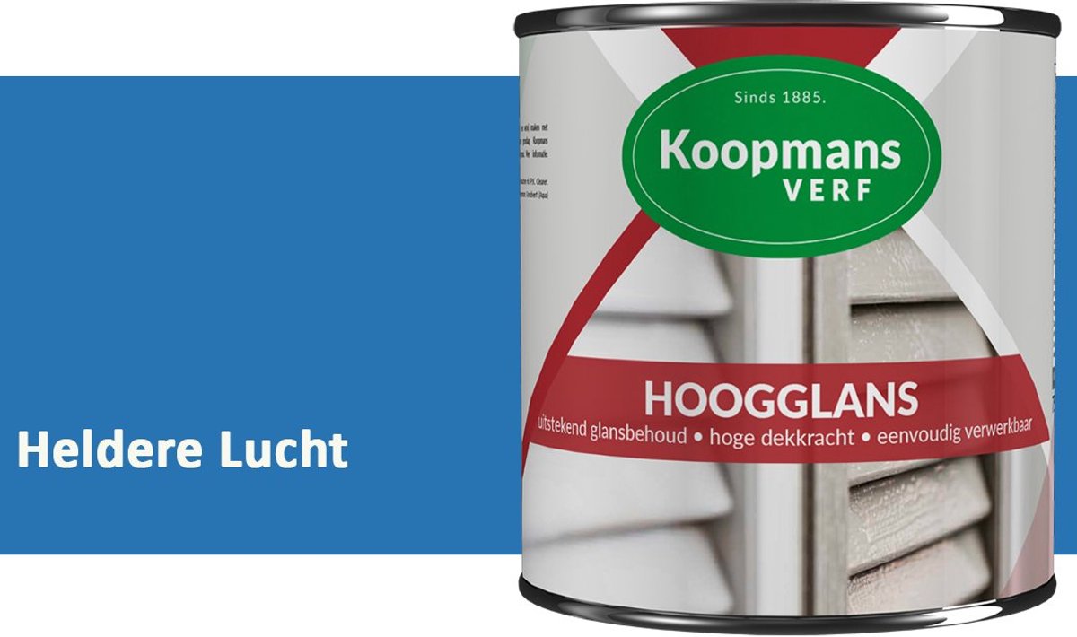Koopmans Hoogglans Lakverf Binnen & Buiten – Voor Hout en Metaal – Krasvast – Hoge Dekkracht – Kozijnen, Deuren & Meubels – Heldere Lucht – 375 ml
