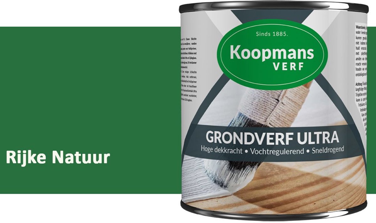 Koopmans Grondverf Ultra – Grondverf Hout & Metaal Binnen en Buiten – Vochtregulerende Primer – Hoge Dekking – Zijdeglans – Rijke Natuur – 375 ml