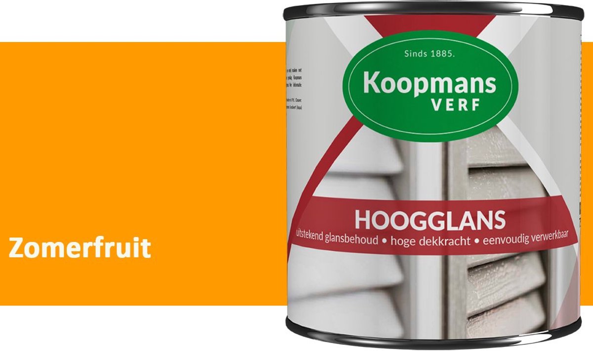 Koopmans Hoogglans Lakverf Binnen & Buiten – Voor Hout en Metaal – Krasvast – Hoge Dekkracht – Kozijnen, Deuren & Meubels – Zomerfruit – 750 ml