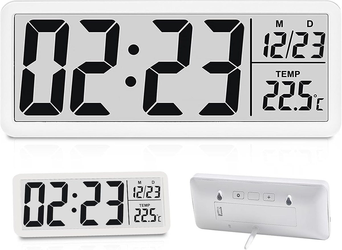 Digitale Wandklok met LED Scherm, Perfect voor Thuis, Keuken, Kantoor en School, Temperatuurweergave, Modern Design