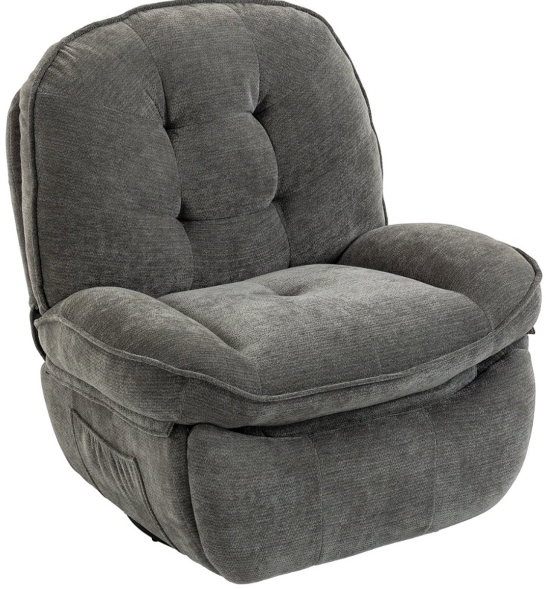 REDOM Relaxfauteuil - 360° draaibaar met wipfunctie en ligfunctie - Handmatig verstelbare rugleuning en voetsteun - Zijvakken - Chenille - Metaal - Lichtgrijs - 95 x 94 x 104 cm