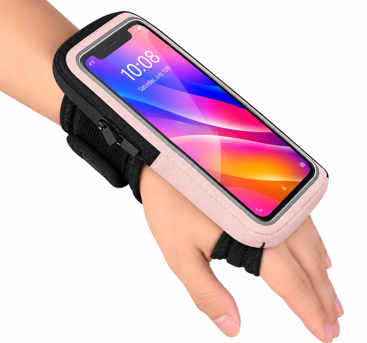 Tolvia Hardloop Telefoonhouder - Sportarmband voor Hardlopen - Telefoonhouder - Telefoon Armband Geschikt voor Smartphones tot 7.0 Inch - Verstelbare Sport Telefoonhouder - Lichtroze