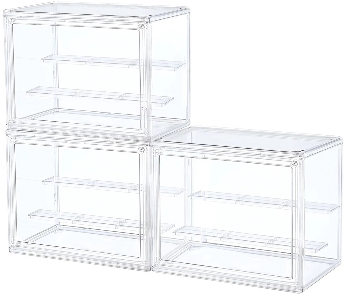 Adelair opbergbox 3x - Doorzichtige displaybox - 3-delige organizer - Transparante, stapelbare, stofdichte, plastic opslagbakken