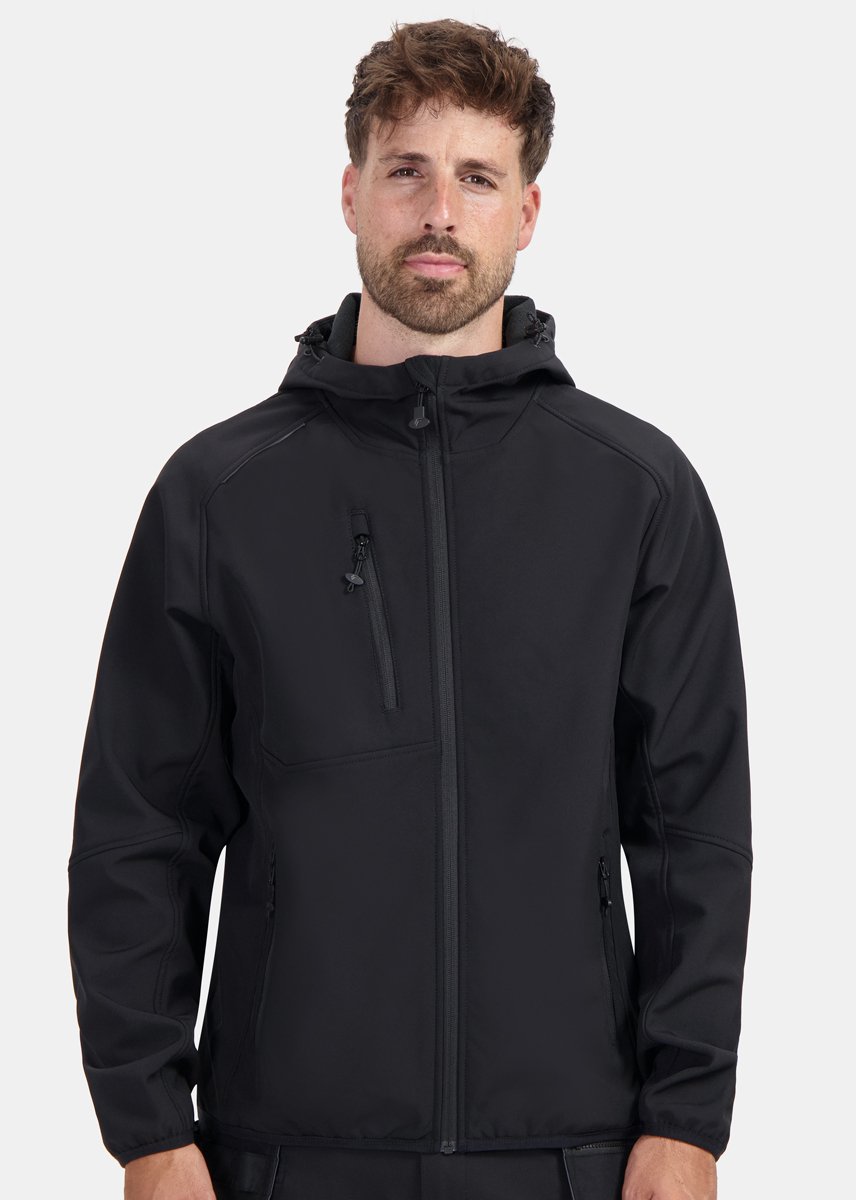 Faze.One Encore Hooded Softshell Jas - Zwart - Maat L | Fleece Gevoerd | Heren