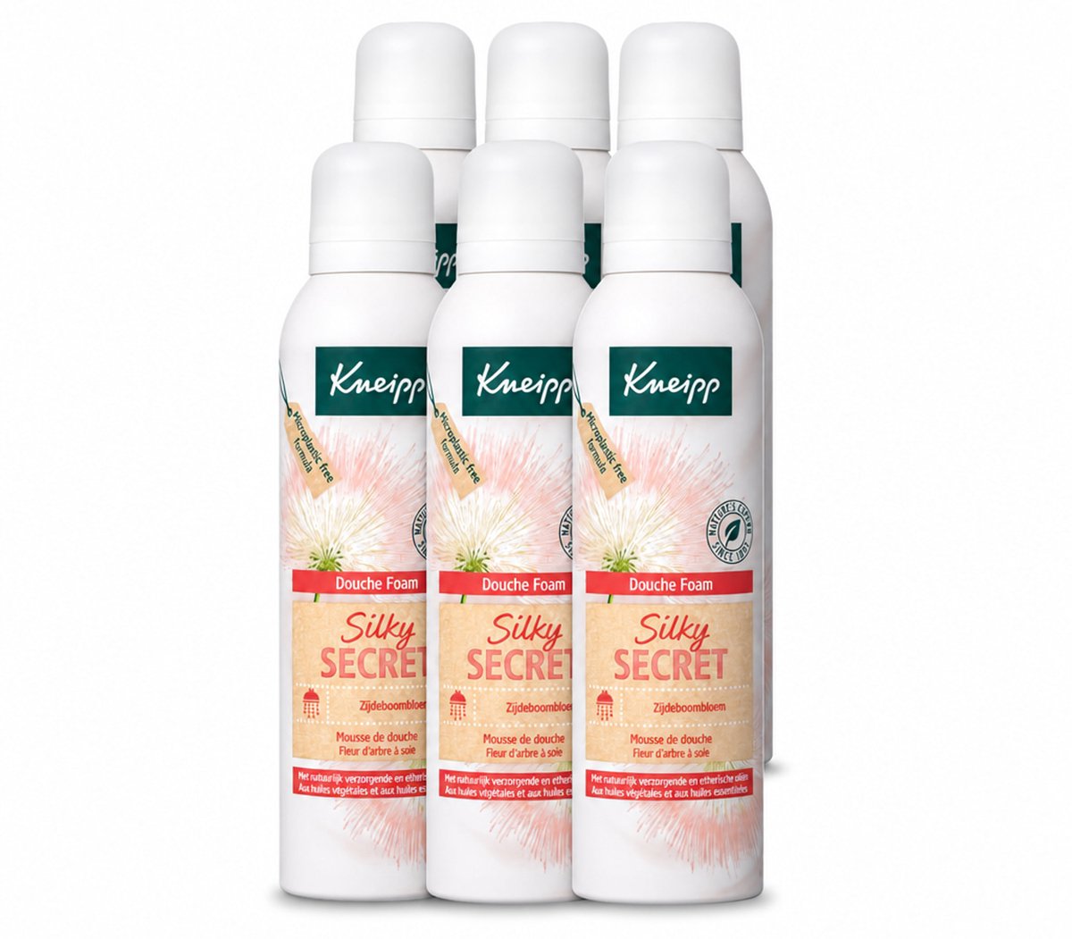 6 x Kneipp - Douche schuim - Silky Secret - Zijdeboombloesem - 200 ml - Voordeelverpakking - 6 stuks