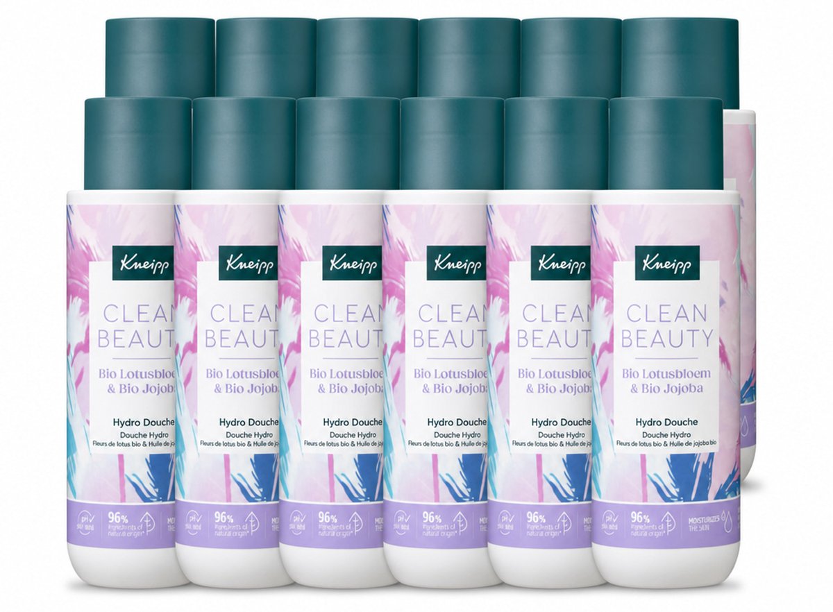 12 x Kneipp - Douchegel - Clean Beauty - Lotus & Jojoba - 200 ml - Voordeelverpakking - 12 stuks