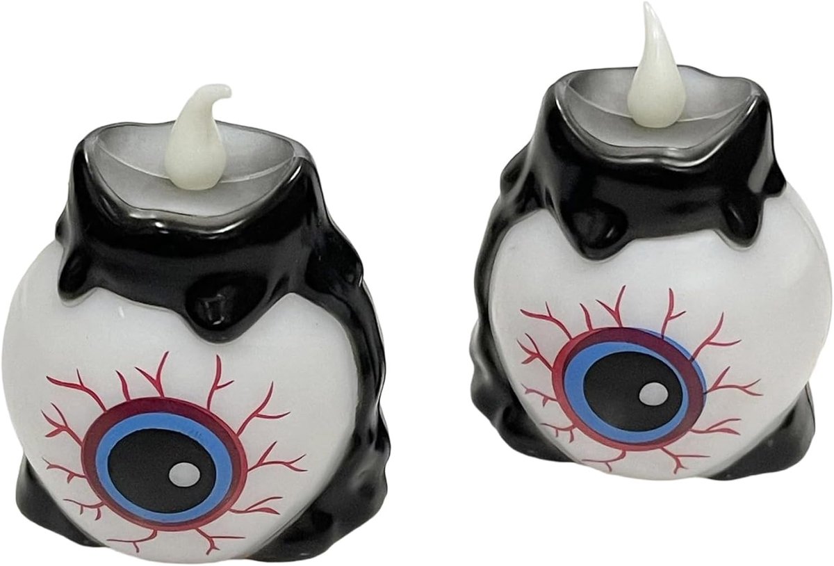 Vlamloze LED-Oogverlichting voor Halloween - Kleurrijke Ogen met Armaturen - Geschikt voor Binnen en Buiten - Vensterdecoratie - 2 Stuks