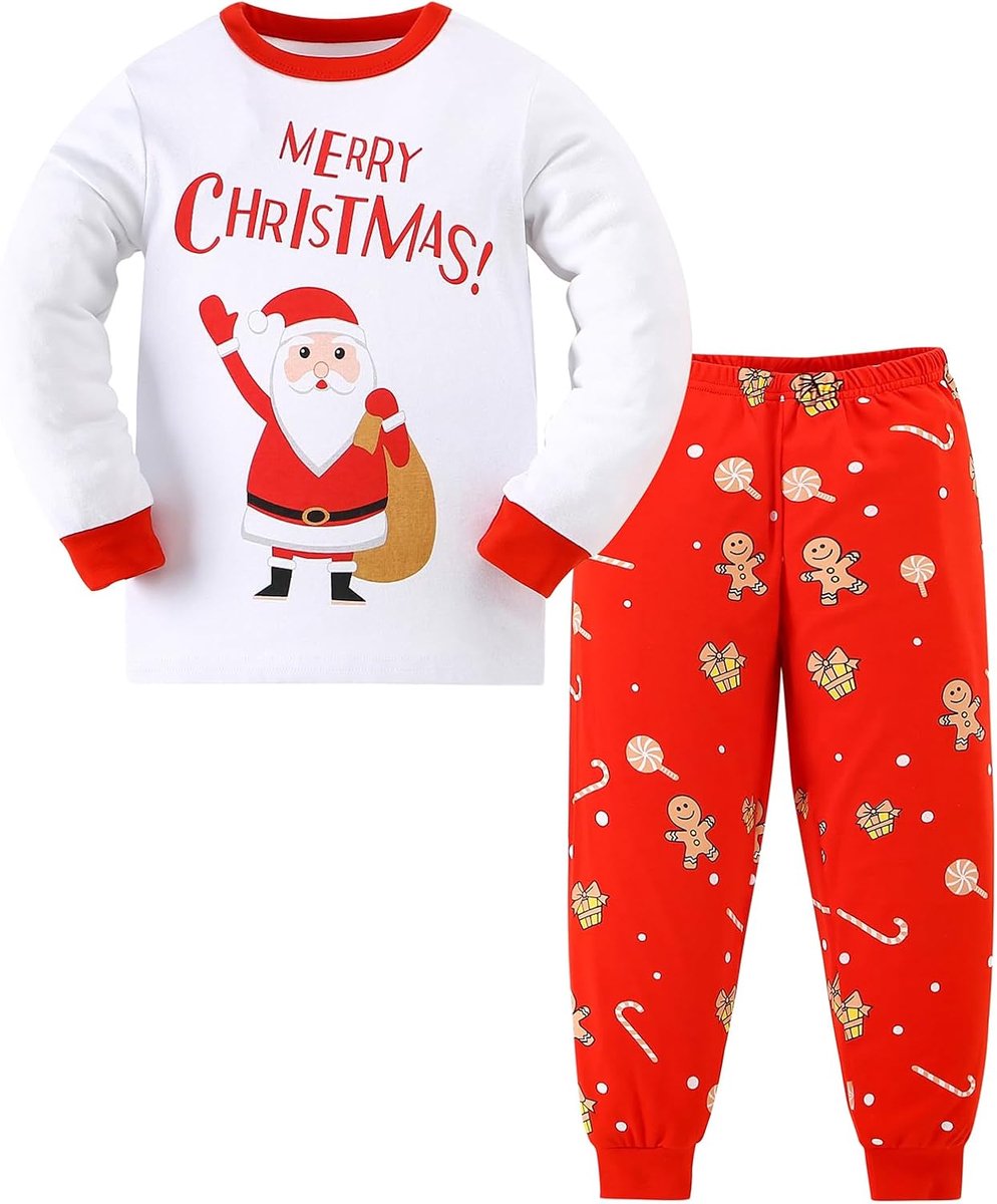 jongens Pyjama meisjes Kinderen Kerstpyjama Lange mouwen katoen tweedelig 3-12 jaar