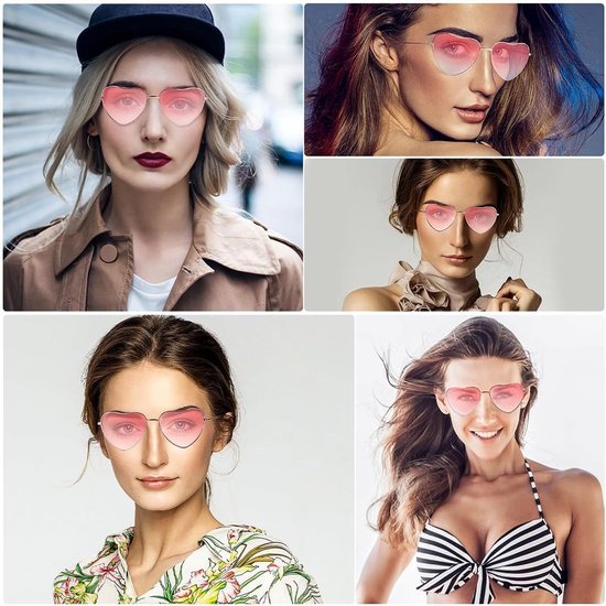 2 paar hartvormige zonnebril, hippie-zonnebril, hartvorm, roze hartbril, hippie-feestbril, voor kinderen, mannen en vrouwen — afbeelding 4