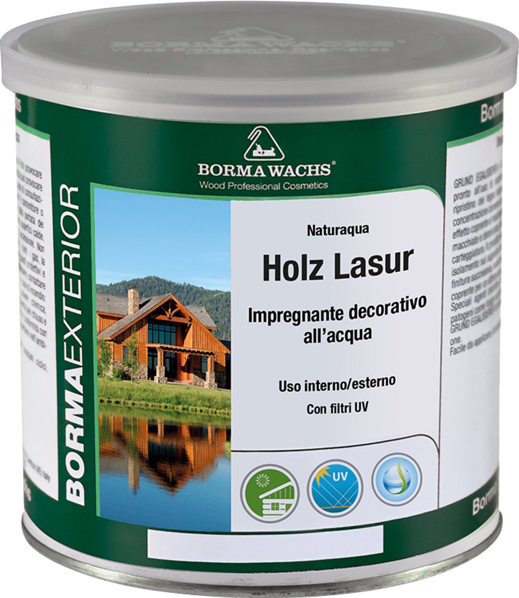 Borma Wachs Lazuur / buitenbeits Donker Noten (kleur 63) op waterbasis 750ml