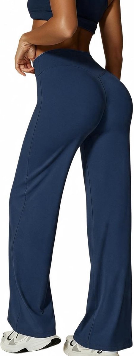 Yogabroek voor dames, leggings, hoge taille, elastische uitlopende vrijetijdsleggings, sportbroek, buikcontrole, vrijetijdsbroek, bootcut, leggings, workout, bootleg, fitnessbroek, joggingbroek