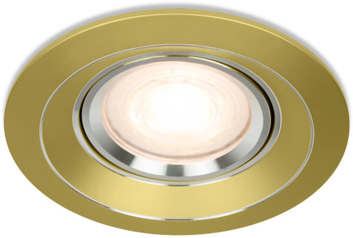 Platte LED inbouwspot Gino rond goud - 4000K - dimbaar - 36° lichthoek