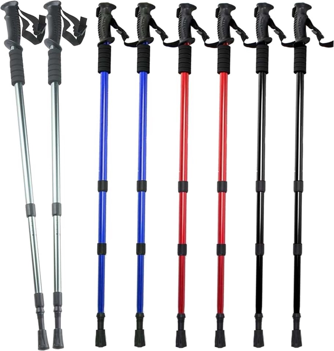 Nordic Walking stokken paar met telescoop van 100 cm tot 135 cm verstelbaar, zeer licht van aluminiumlegering met anti-shock vering rubberen buffers en beschermkappen wandelstokken trekkingstokken, bl