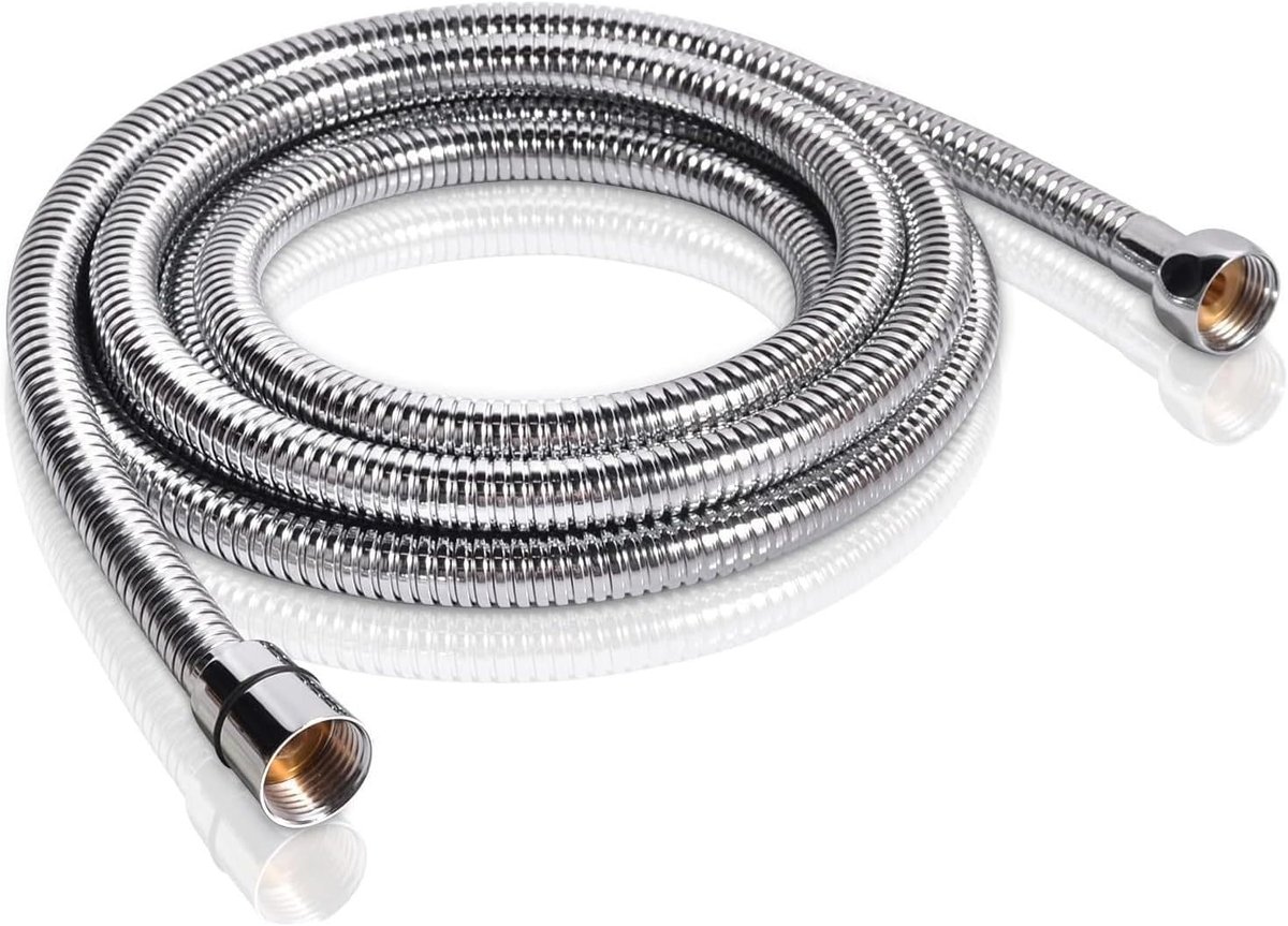 Doucheslang, universele doucheslang, geschikt voor alle douches, zilverkleurig, flexibel (zilver, 150 cm)