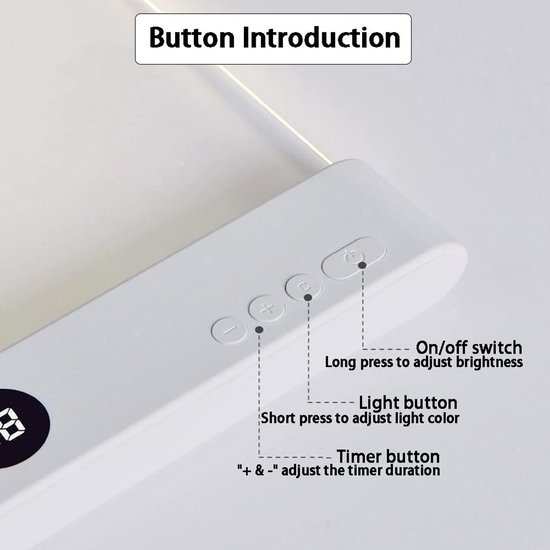 Witte slimme LED-leeslamp - Boeklamp schatkist - Oplaadbare transparante platte LED-leeslamp met 3 kleuren en timer - Tekenlamp voor op het bureau - De droomlamp voor de stille lezer EAN: 87215 — afbeelding 5