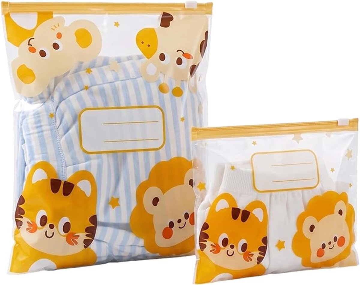 20 stuks opbergzakken voor baby's, ziekenhuis, met leeuwenmotief, 10 kleine (20 x 14 cm) en 10 middelgrote (20 x 22 cm), luierzakken voor baby's, voor moederschap, kleuterschool en reizen, c
