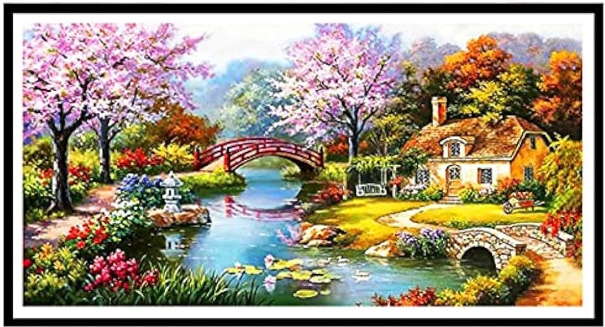Kits voor volwassenen en kinderen Tuin Cottage Grote Maat Volledige Boor Diamant Borduurwerk Schilderen Mozaïek Afbeeldingen op Nummer Kits Gift voor Home Muur Decor Foto 30x70cm