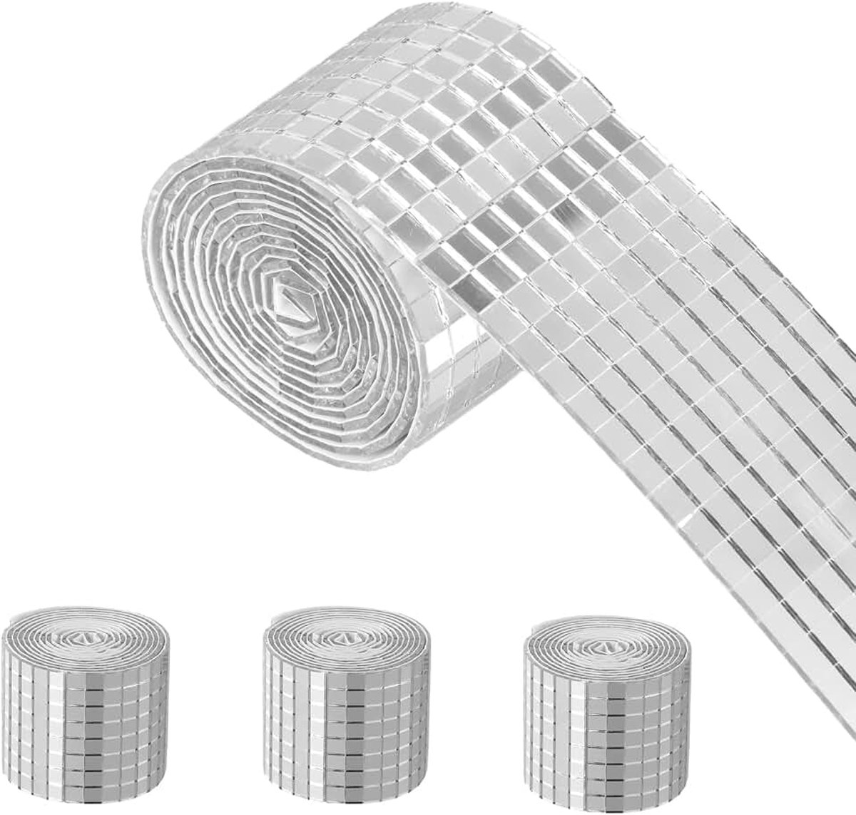 Zelfklevende mozaïektegels, 6400 stuks, kleine vierkante spiegeltegels, sticker, glas, spiegels, mozaïektegels, zelfklevende mozaïektegels, vierkant glas, voor doe-het-zelf knutseldecoratie,